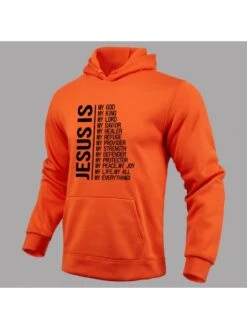 Men's Casual Hooded Letter Printing Sweater -Active Vogue P 20230726171829130 134