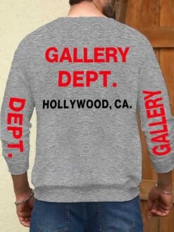 Gray Men's Round Neck Casual Sweater