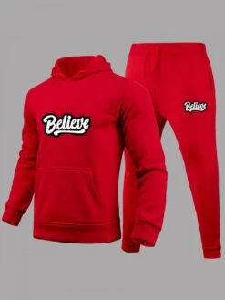 Believe Letter Printing Hooded Sweatshirt Suit. 7 Believe Letter Printing Hooded Sweatshirt Suit. -Active Vogue P 20230817142315807 670