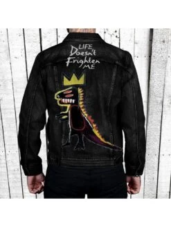 Denim Printed Open Cardigan Jacket