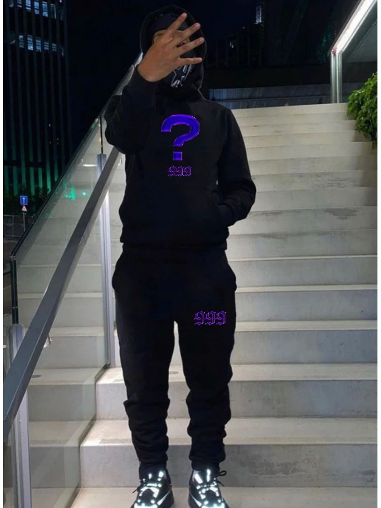 Printed Velvet Kangaroo Pocket Hoodies Trouser Sets 4 Printed Velvet Kangaroo Pocket Hoodies Trouser Sets - Image 2