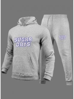 Letter Printed Velvet Kangaroo Pocket Hoodies Long Suit 7 Letter Printed Velvet Kangaroo Pocket Hoodies Long Suit -Active Vogue P 20231016105100925 537