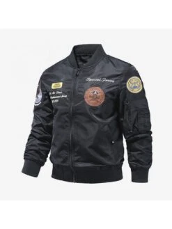 Badge Embroidery Long Sleeve Baseball Jacket