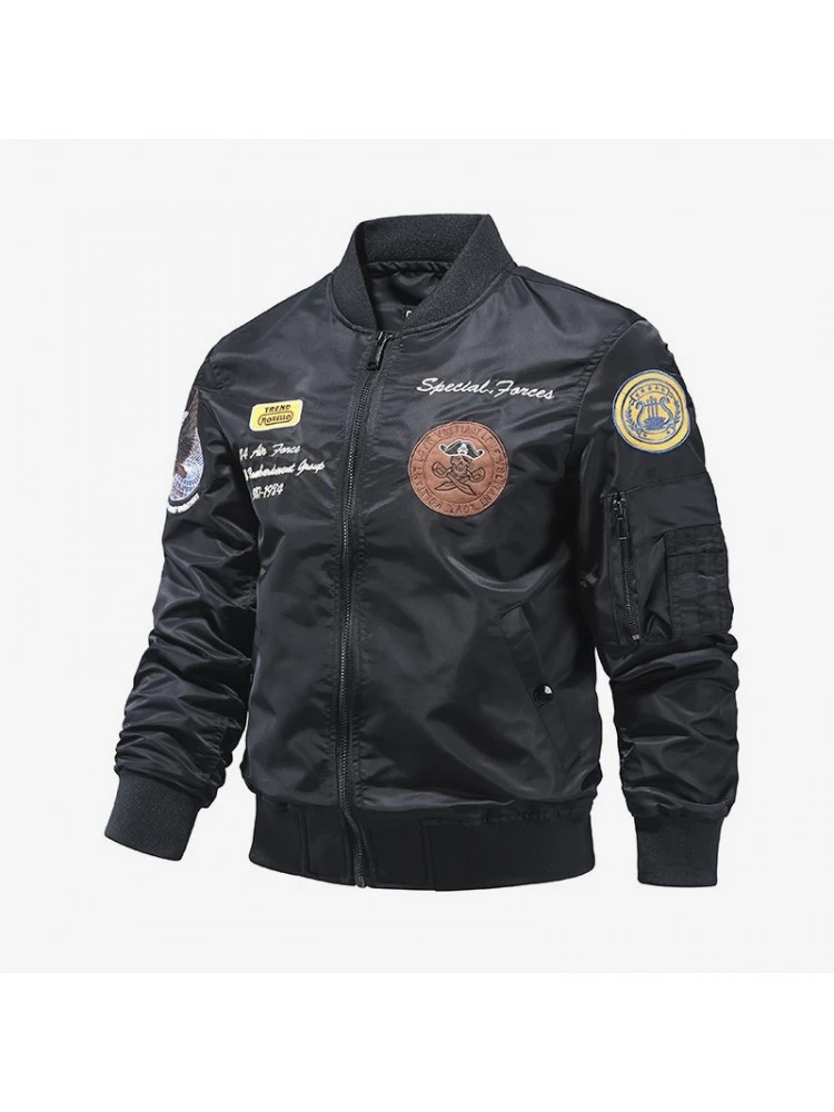 Badge Embroidery Long Sleeve Baseball Jacket 3 Badge Embroidery Long Sleeve Baseball Jacket