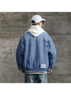 Solid Color Denim Fitted Jackets For Men -Active Vogue P 20231108162239730 997