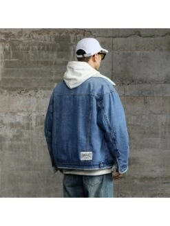 Solid Color Denim Fitted Jackets For Men -Active Vogue P 20231108162242004 212