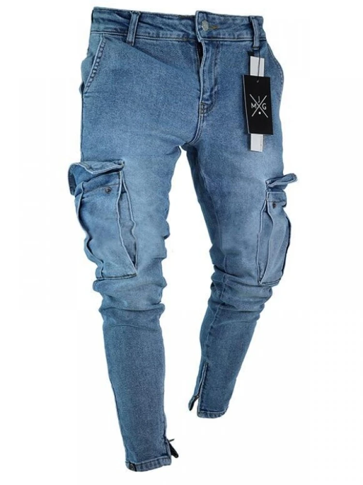 Patchwork Denim Cargo Pocket Jeans 4 Patchwork Denim Cargo Pocket Jeans - Image 2