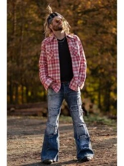 Patchwork Denim High Rise Flare Jeans