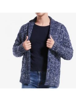 Knot Cabe Knit Lapel Neck Buckle Cardigan