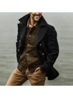 Solid Color Tweed Loose Trench Coats