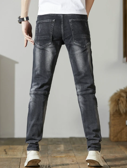 Patchwork Raged Hem Denim Men's Long Pant 5 Patchwork Raged Hem Denim Men's Long Pant - Image 3