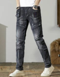 Patchwork Raged Hem Denim Men's Long Pant 15 Patchwork Raged Hem Denim Men's Long Pant -Active Vogue P 20240319140050671 426