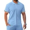 Buckle Polo Shirt Loose Shorts Sets
