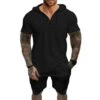 Patchwork Hooded Short Sleeve Short Suit -Active Vogue P 20240408150506387 713