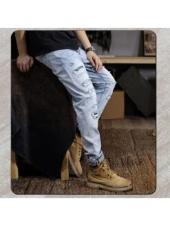 Washed Ripped Denim Mid-rise Jeans -Active Vogue P 20240416111001736 943