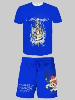 Letter Skull Printed Loose Short Suit -Active Vogue P 20240417105637727 329