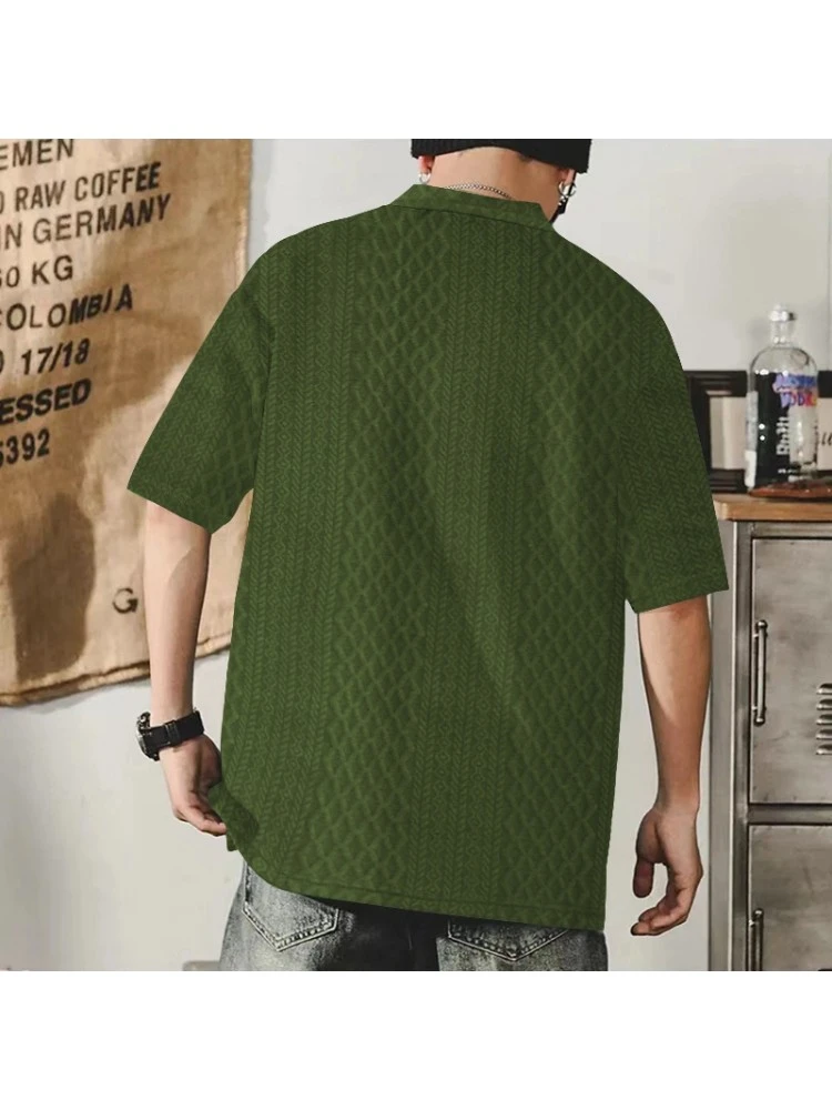 Jacquard Weave Short Sleeve Loose Short Suit 5 Jacquard Weave Short Sleeve Loose Short Suit - Image 3