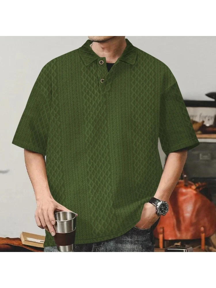 Jacquard Weave Short Sleeve Loose Short Suit 6 Jacquard Weave Short Sleeve Loose Short Suit - Image 4