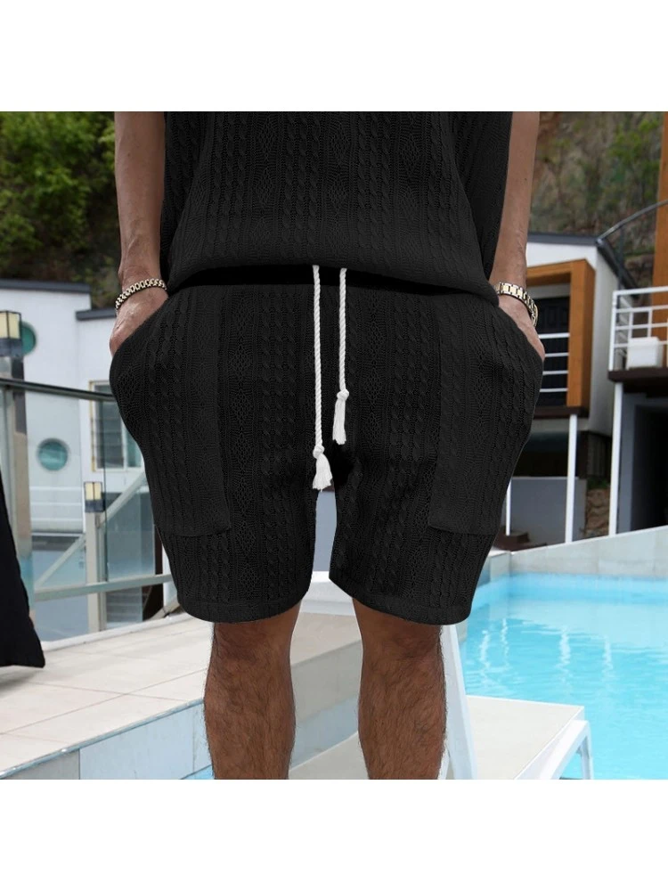 Jacquard Weave Short Sleeve Loose Short Suit 7 Jacquard Weave Short Sleeve Loose Short Suit - Image 5