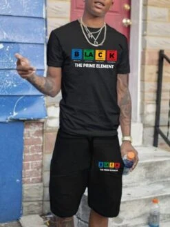 Front Page 7 Letter Pattern Sporty Short Suit