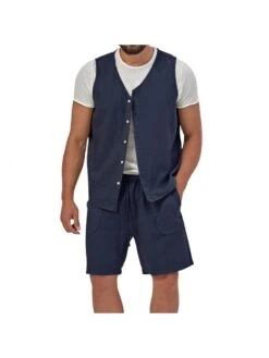 Single Breasted V Neck Sleeveless Men's Short Suit 5 Single Breasted V Neck Sleeveless Men's Short Suit -Active Vogue P 20240524143502492 768