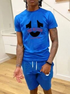 Letter Pattern Crewneck Loose Short Suit