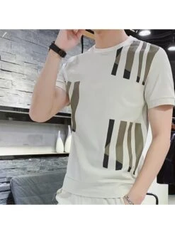 Colorblock Geometric Pattern Bodycon Long Sets -Active Vogue P 20240603140015933 631