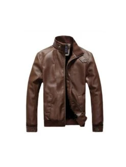 Solid Color PU Cardigan Jackets