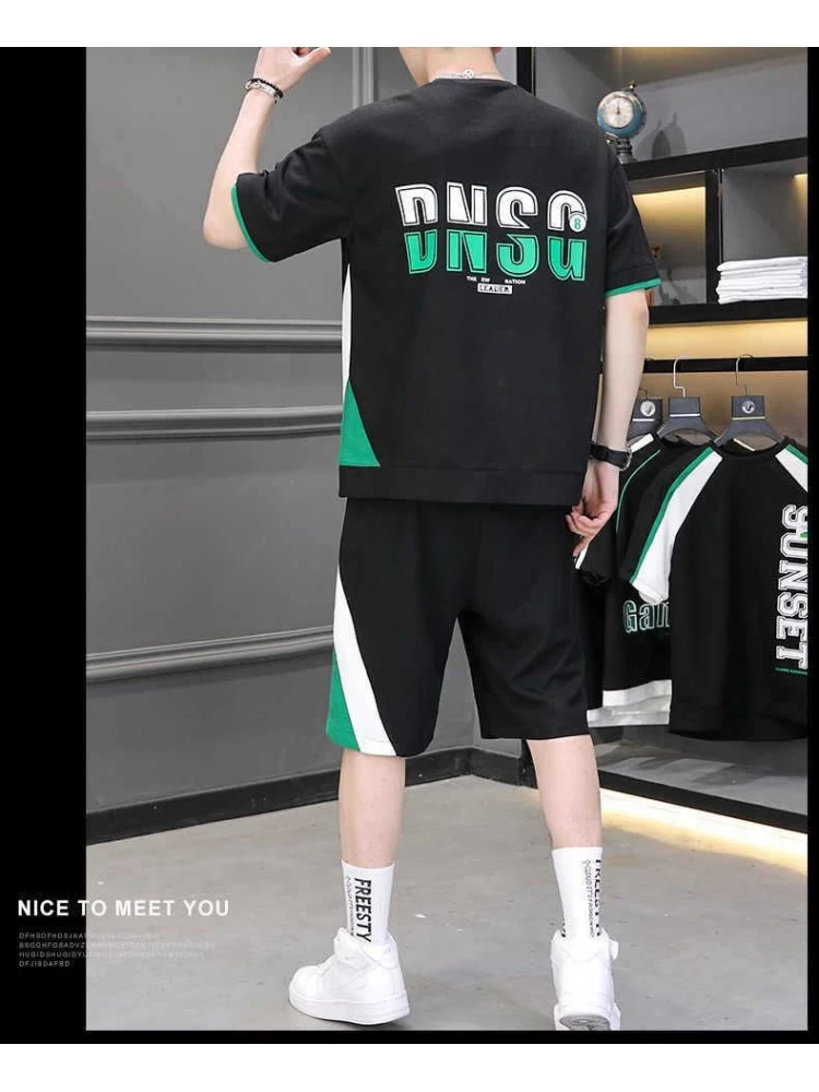 Colorblock Drawstring Crewneck Short Sets 4 Colorblock Drawstring Crewneck Short Sets - Image 2