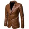 Solid Color PU V-shape Jackets -Active Vogue P 20240603172037383 964