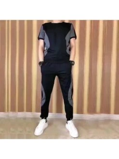 Colorblock Crewneck Straight Long Sets