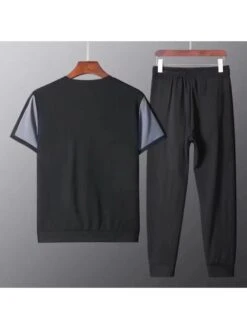 Colorblock Crewneck Straight Long Sets -Active Vogue P 20240603173516197 423