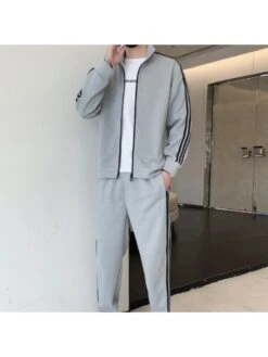 Colorblock Long Sleeve Straight Long Sets -Active Vogue P 20240604163010950 248