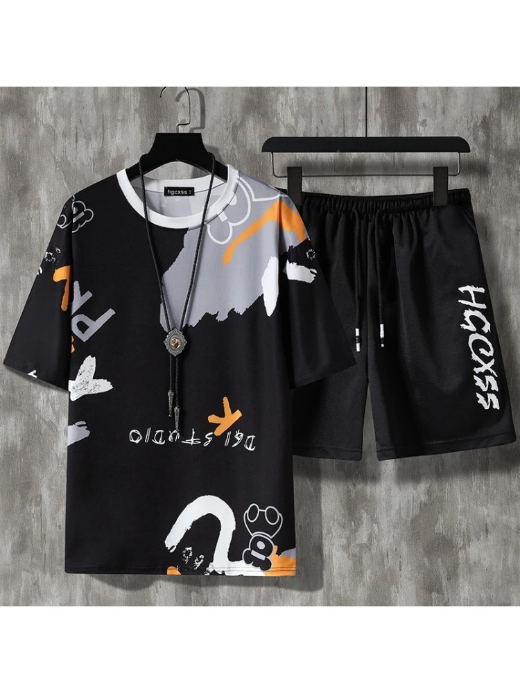 Drawstring Letter Pattern Leisure Short Sets 3 Drawstring Letter Pattern Leisure Short Sets