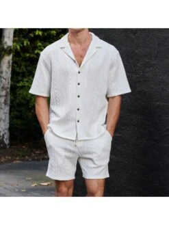 Front Page 18 Rhombus Lattice Cotton Fitted Short Sets