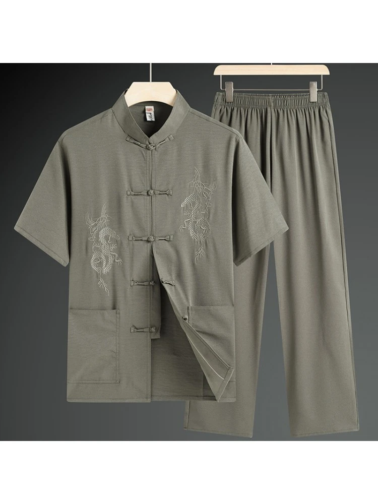 Embroidery Solid Color Single Breasted Long Sets 3 Embroidery Solid Color Single Breasted Long Sets