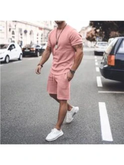 Drawstring Fitted 2 Piece Sports Short Sets