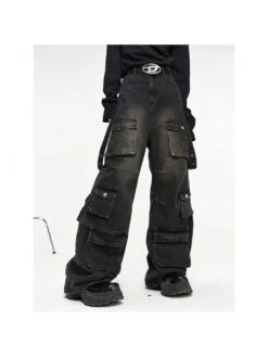 Solid Color Mid-rise Loose Jeans