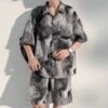Marbling Print Leisure Short Sets 1 Marbling Print Leisure Short Sets -Active Vogue P 20240606144404789 208