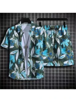 Disty Floral Printing Short Sleeve Loose Short Sets