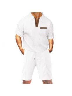 Colorblock Drawstring Sporty Short Sets