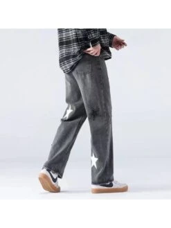 Star Washed Denim Wide Leg Jeans -Active Vogue P 20240608165604126 378