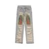 Embroidery Wear Out Straight Denim Jeans -Active Vogue P 20240608165621587 372