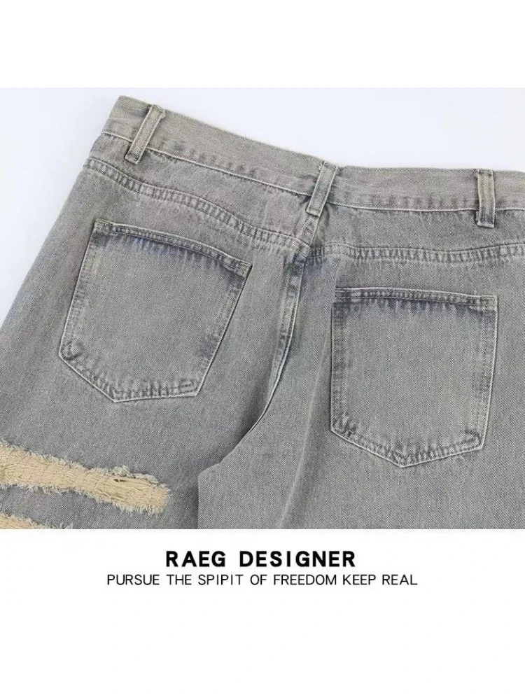 Embroidery Wear Out Straight Denim Jeans 6 Embroidery Wear Out Straight Denim Jeans - Image 4