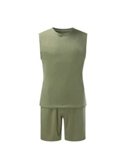 Drawstring Crewneck Cotton Short Sets -Active Vogue P 20240613113211676 728