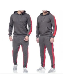 Colorblock Hooded Cotton Long Sets