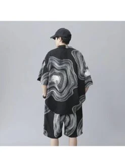 Tie Dye Ripple Leisure Ice Silk Shirt Short Sets 10 Tie Dye Ripple Leisure Ice Silk Shirt Short Sets -Active Vogue P 20240614162809667 480