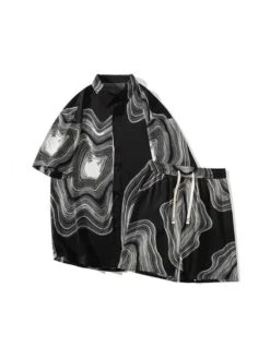 Tie Dye Ripple Leisure Ice Silk Shirt Short Sets 11 Tie Dye Ripple Leisure Ice Silk Shirt Short Sets -Active Vogue P 20240614162810108 451