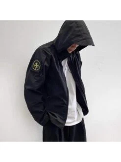 Letter Hooded Loose Long Coats