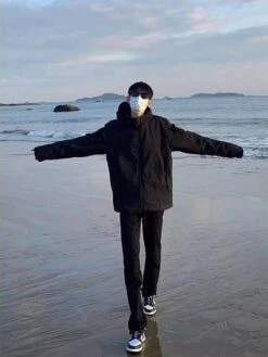 Letter Hooded Loose Long Coats -Active Vogue P 20240617120810130 910